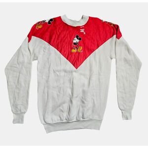 Vintage Mickey Mouse Pullover Sweatshirt Disney Mens 41 Graphic‎ White Red 90s